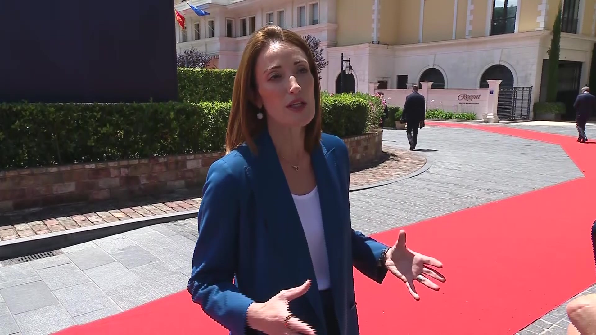 Doorstep by Roberta METSOLA, President of the European Parliament at the EU-Western Balkans Summit in Tivat, Montenegro